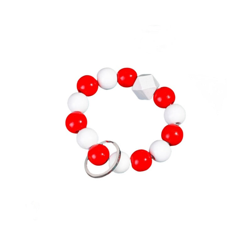 Wholesale Christmas Wood Beads Beaded Wrist Keychain